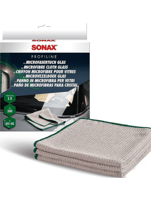 پک 3 عددی دستمال مایکروفایبر تمیزکننده شیشه سوناکس Sonax Microfibre Cloth Glass