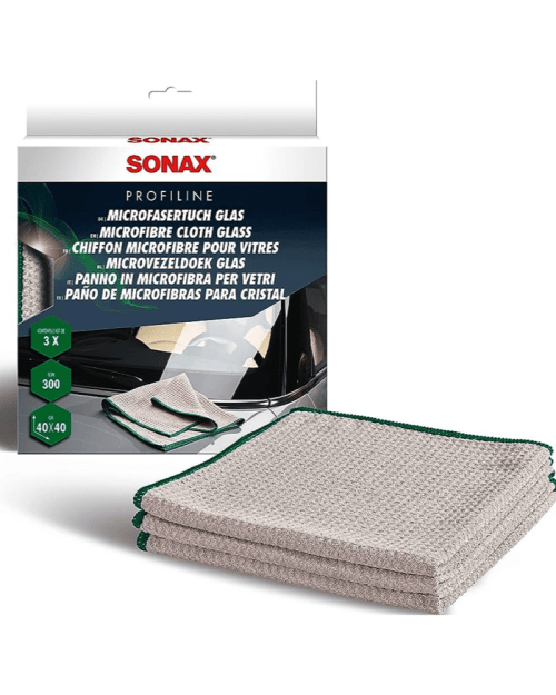 پک 3 عددی دستمال مایکروفایبر تمیزکننده شیشه سوناکس Sonax Microfibre Cloth Glass